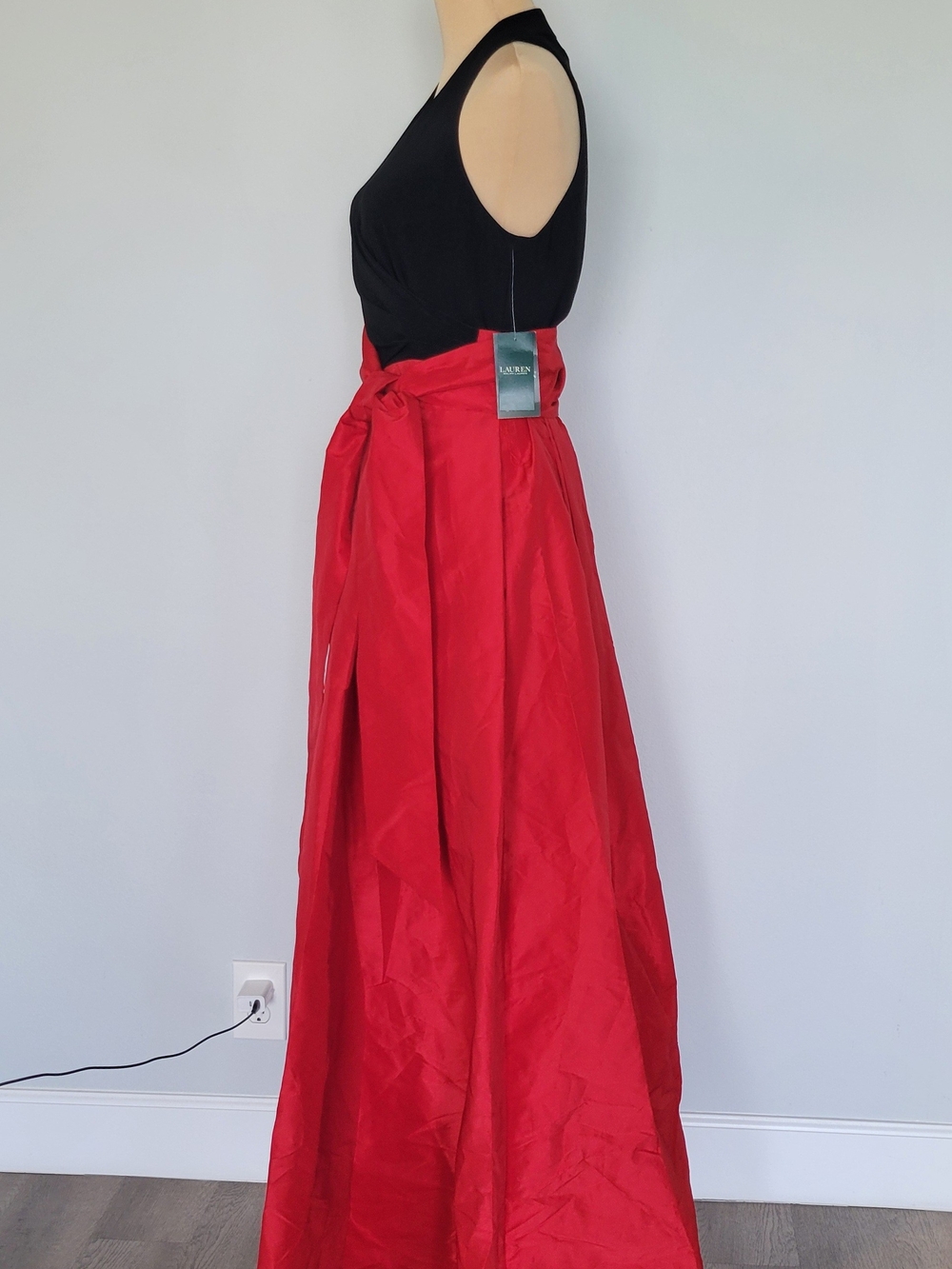 NWT Lauren Ralph Lauren Atelier Taffeta Skirt A-Line Tie-Waist Maxi Gown Size 10 - Picture 9 of 16